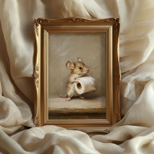 Cute mouse bathroom poster - bathroom,