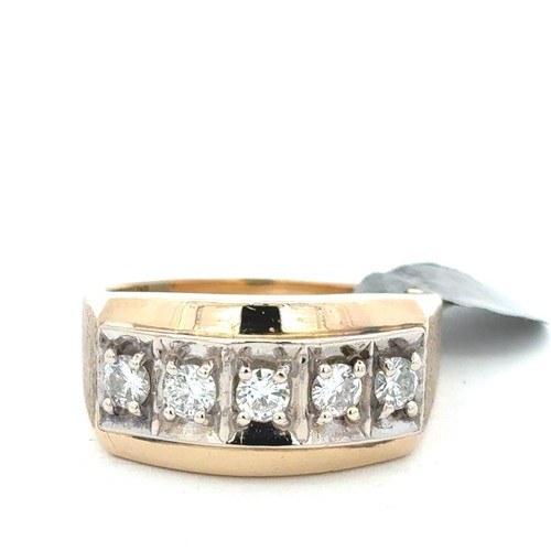 14k gold five stone - gold, diamond