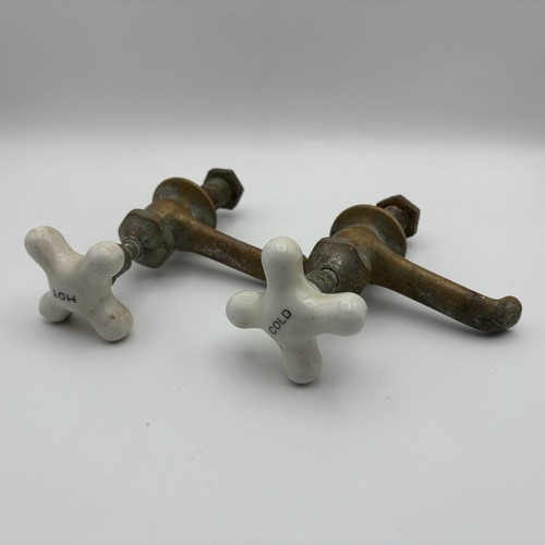 Vintage brass porcelain - porcelain, basin
