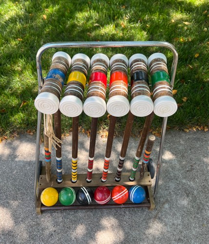 Vintage croquet player set - vintage,