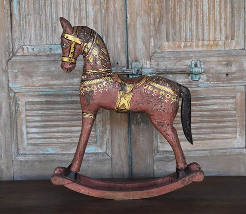 Indian wooden rocking horse - indian,