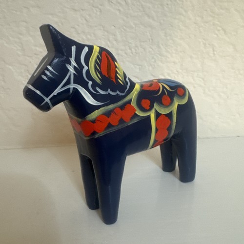 Wooden swedish dala horse blue - swedish,