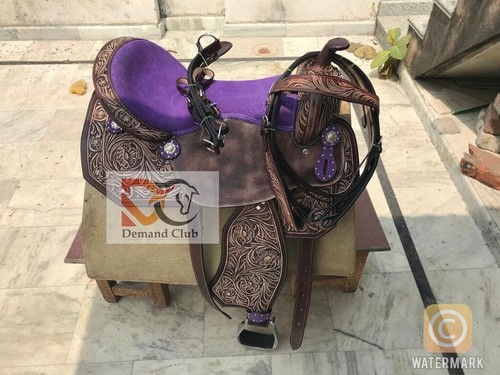 Western leather barrel horse - leather,