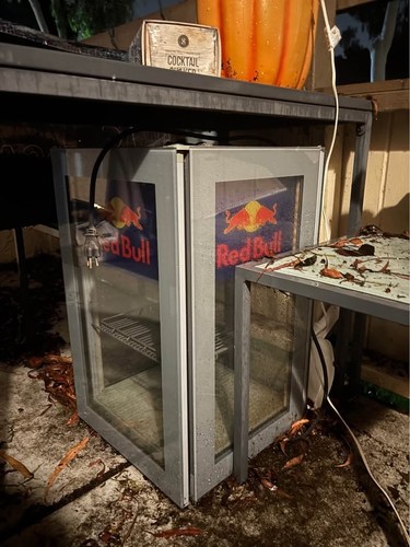 Red bull mini fridge - red,