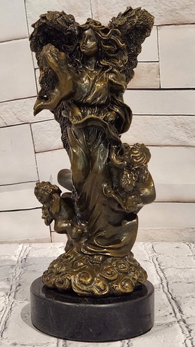 Signed bronze angel - signed, with