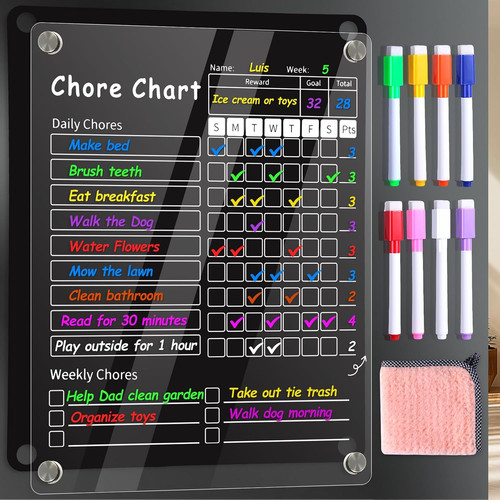 Acrylic magnetic chore chart - magnetic,