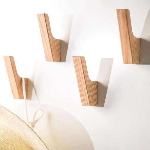 Pack rustic wood wall hooks - 4,