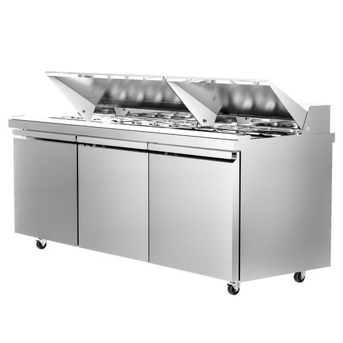 Salad sandwich prep table - salad,