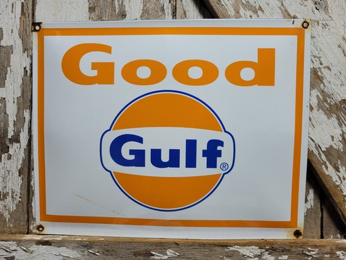 Vintage gulf porcelain sign - gulf,