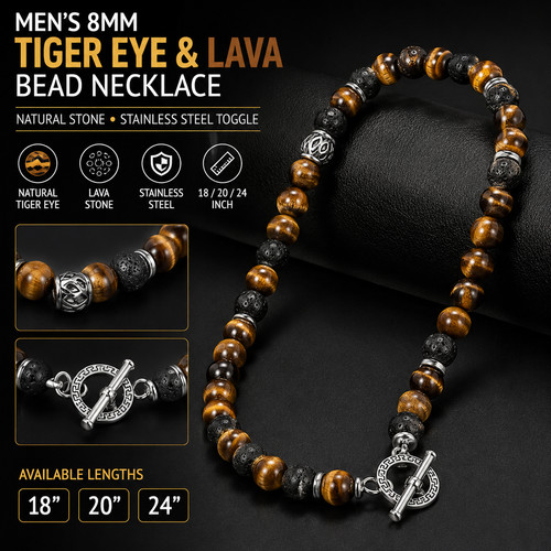 Men 8mm natural - men's, tiger