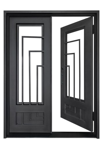 Wrought iron double entry door - iron,