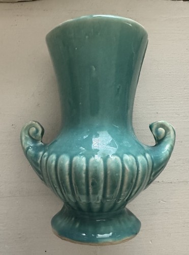 Mccoy turquoise blue vase - turquoise, 6"