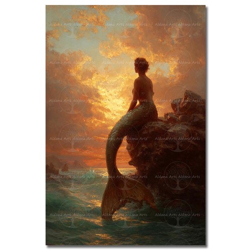 Sunset mermaid art print - mermaid,