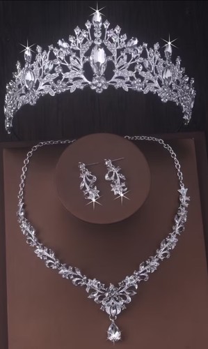 Silver crystal jewelry set - jewelry,