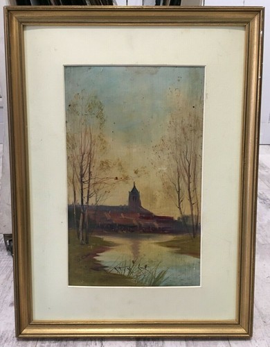 Antique oil landscape - antique,