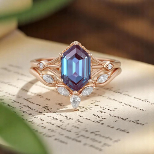 Alexandrite hexagon engagement - alexandrite,