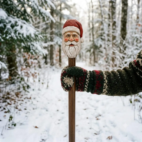 Hand carved wooden santa - carved,