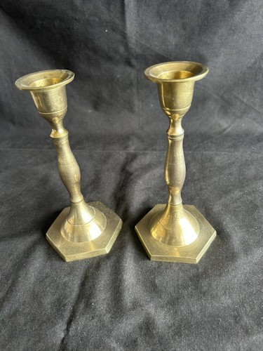 Pair vtg brass - pair, candlesticks