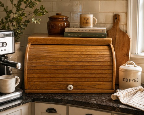 Vintage solid oak tambour - oak,