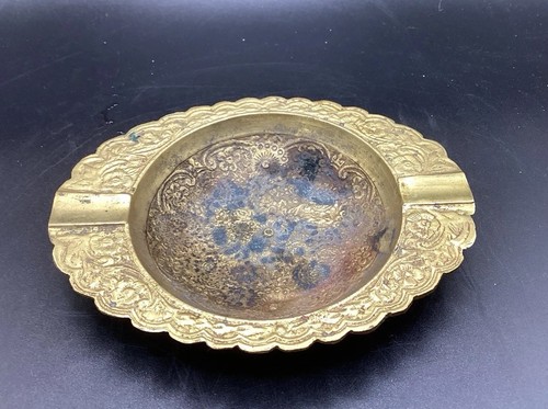 Vintage oval brass ashtray - vintage,