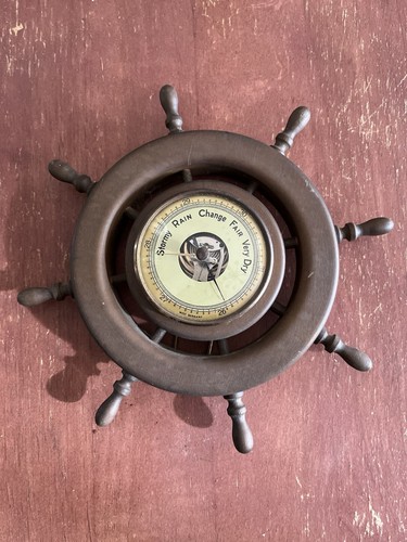 Vintage barometer ships wheel - vintage,
