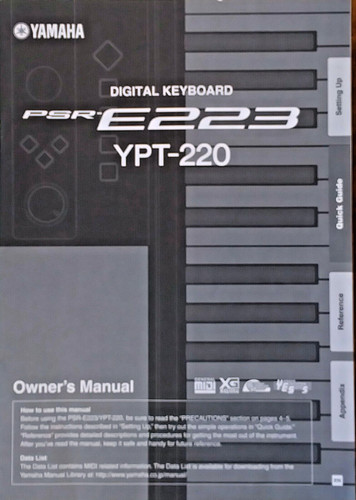 Yamaha psr e223 ypt 220 - psr-e223, ypt-220