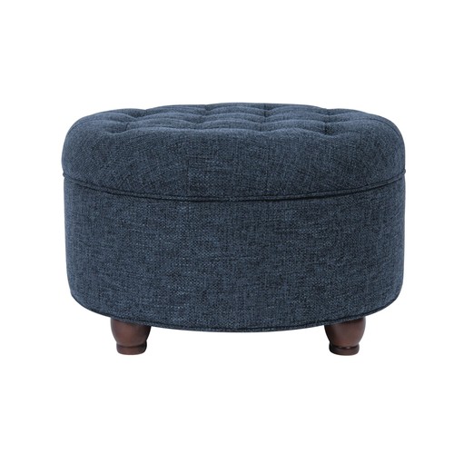 Navy round storage ottoman - round,