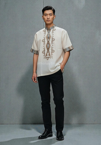 Men short sleeve barong - short,