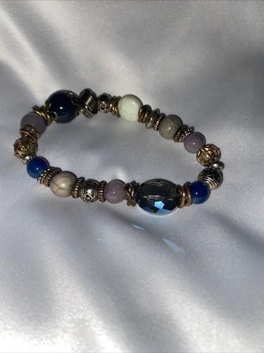 Vtg marble bead gold copper - vtg,