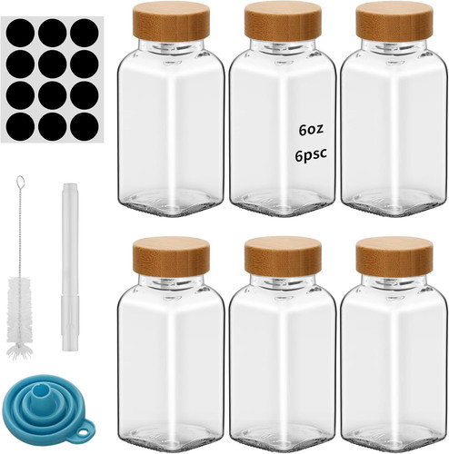 6pcs 6oz glass spice - glass,