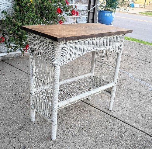 Vtg antique white wicker - vtg,