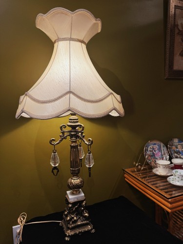 Pair brass cherub - lamps),