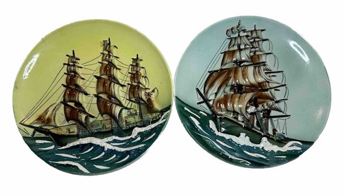 Vintage sailing ship plates - 3d,