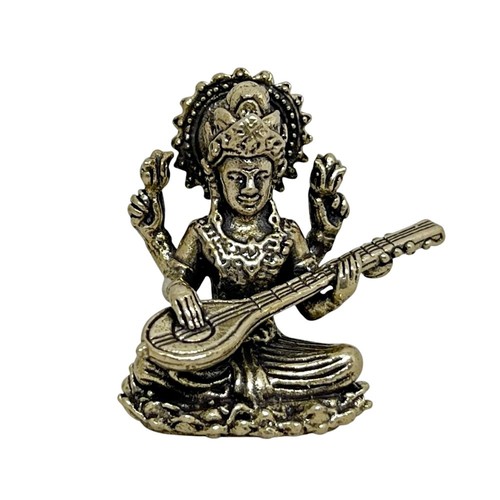 Mini brass saraswati goddess - brass,