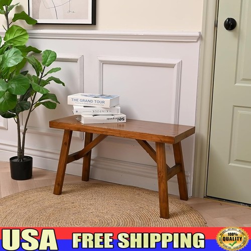 Compact rustic wooden bench - wooden,