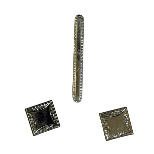 Vintage cufflinks tie clip set - cufflinks,