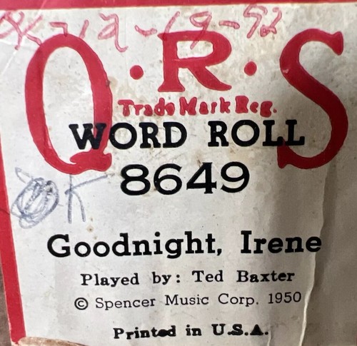 Qrs word roll goodnight irene - qrs,