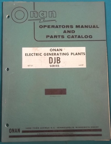 Onan djb series generator - series,