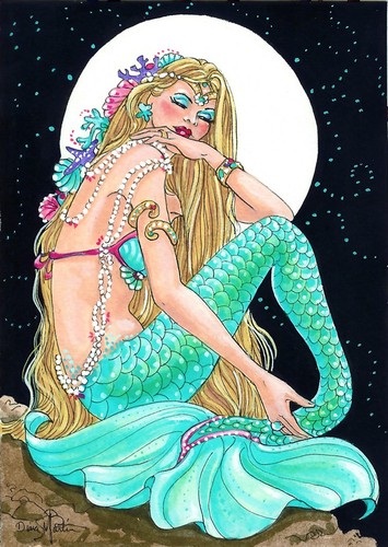Mermaid aceo beauty - mermaid,