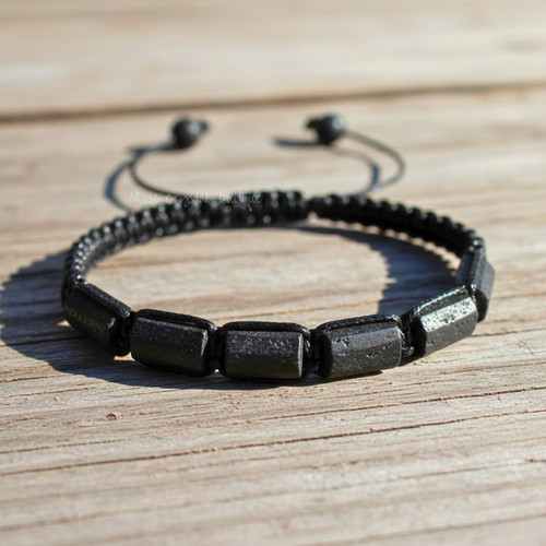 Raw black tourmaline bracelet - raw,