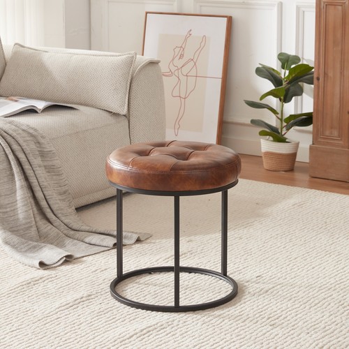 Modern faux leather round - faux,