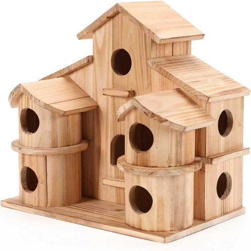 Wooden bird house with - wooden,