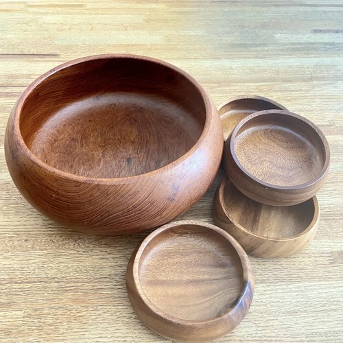 Vintage mcm solid wood salad - solid,
