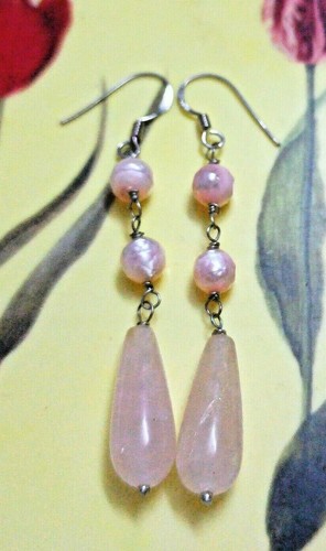 Natural pink pearl with rose - natural,