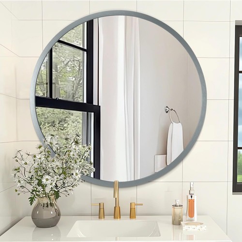 Round bathroom mirror - mirror,, matte