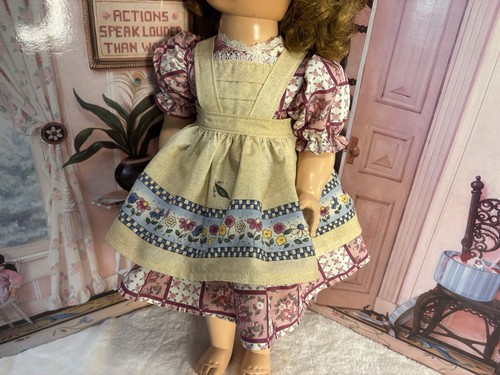 3pc pink dress floral apron - 3pc,