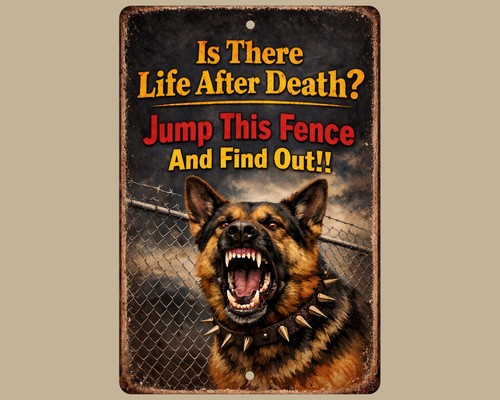 Guard dog fence - dog, sign,