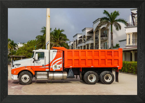 Orange dump truck - orange,