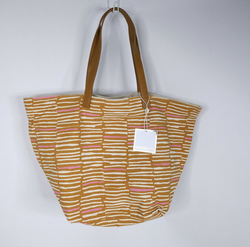 Canvas striped tote - striped, brown