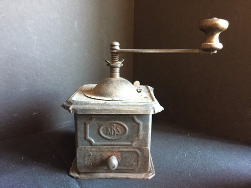 Antique metal coffee grinder - metal,